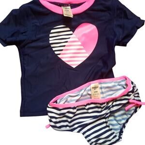 Carter's Toddler 2 piece bathing suit 24 Blue Pink 24 Months EUC